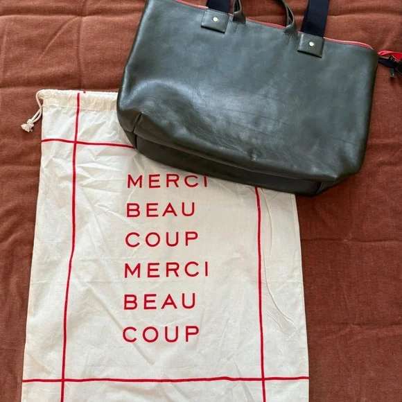 Clare V green leather zip tote bag Le Zip - Picture 7 of 9